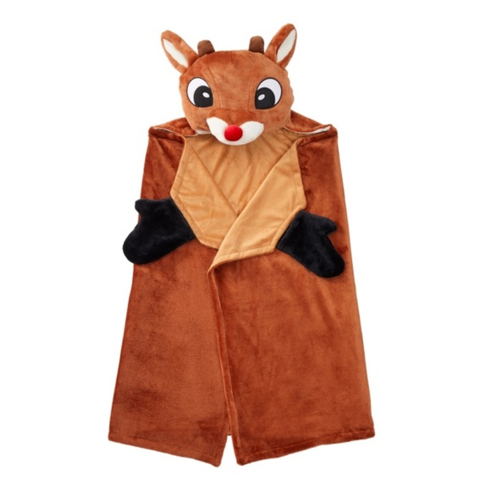 Rudolph the red nose reindeer hooded throw blanket